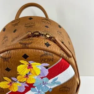 NEW MCM $750 Stark Backpack Essential Floral Print,  Cognac Brown MCM Medium STARK Printed Backpack Brown Cognac Canvas  main image 4